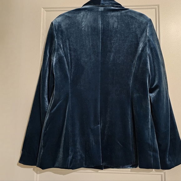 INC Velour Velvet Teal Blue Blazer Jacket Size Pet/Large - Picture 4 of 6